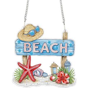 Bimkole Beach Diamond Art Hanging Kit for Adult, DIY 5D Diamond Painting Starfish Window Pendant, Acrylic Crystal Art Hanging Ornament Home Wall Garden Front Door Sign Outdoor Decor 7.8x7.8 Inch