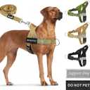 SlowTon No Pull Dog Harness - Heavy Duty Dog Harness and Leash Set for Medium Large Dogs, Reflective Tactical Harness with Soft Padded and Front Clip for Easy Walk and Training (Tan L)