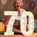 Pooqla 70th Birthday Decorations for Women Men, Large 12.6 in Tall Light Up Numbers for Party Decorations Table Decor, Big Marquee Numbers 70th Birthday Gift for Women Men Wedding Anniversary Decor