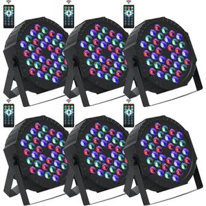 6 Pcs 36 LED Stage Lights RGB LED Par Lights 7 Channels Uplights for Events DMX Controlled Sound Activated Stage Lighting DJ Uplighting with Remote Control for Music Concert Disco Wedding Party Club