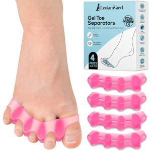 (4 Pieces) Reusable Toe Separators & Toe Spacers for Feet Men and Women, Fast Pain Relief from Hammer Toe & Bunions, Medical Grade Gel Hammer Toe Corrector Straightener for Walking, Running & Yoga 3.98
