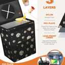 Pritent Car Trash Can with Lid, Cute Leakproof Car Trash Garbage Bag Hanging Vehicle Trash Bin Small Portable Automotive Garbage Cans Organizer for Back/Front Seat/Console(Trapezoid,Black Flower)