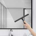 HIWARE All-Purpose Shower Squeegee for Shower Doors, Bathroom, Window and Car Glass - Black, Stainless Steel, 10 Inches