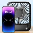 Warmco Portable Travel Fan 5000mAh, Ultra-thin Rechargeable Battery Operated Small Desk Fan, Quiet 4-Speed Personal Fans with 180 Tilt for Office, Camping, Cruise, Outdoor Black