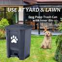 tebiete Dog Poop Trash Can Outdoors Pet Waste Station with Lid Dog Waste Disposal Container with Removable Inner Bin Bucket Hands-Free Pedal Garden Yard Home with 5Rolls Waste Bags, Grey