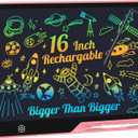 LCD Writing Tablet,16 Inch Colorful Screen Rechargeable Doodle Board Toddler Educational Toys for 3 4 5 6 Years Old Boys Girls Reusable Portable Drawing Tablet Christmas Toys Gifts for Kids (Pink)