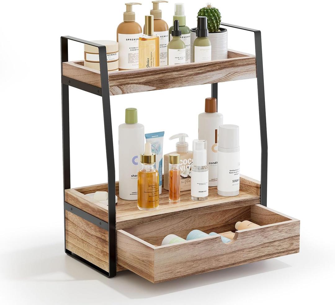 Boulphia 2-Tier Bathroom Organizer Countertop, Bathroom Sink Organizer Countertop, Vanity, Counter Shelf, Brown
