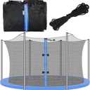 Trampoline Replacement 12 13 14 15 16 ft Trampoline Safety Net Round Frame Trampolines Enclosure Net Weather Resistant Trampoline Net with Double Headed Zippers, Net Only (6 Straight Poles, 16 FT)