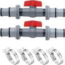 2 Sets Pool Hose Connector, 1-1/4" or 1-1/2" T Joint Pool Hose Adapter for Above Ground Swimming Pools Filter Pump and Pools Vacuum, 2 Heads with Valve-1.25"&1.5"