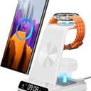 Wireless Charger for Samsung Devices, Charging Station for S25 Ultra/S25+/S25/S24 Ultra/Z Fold/Z Flip/S23/S22/S21, Galaxy Watch7/Ultra/6/6 Classic/5 Pro/5/4, Buds2 Pro (White)
