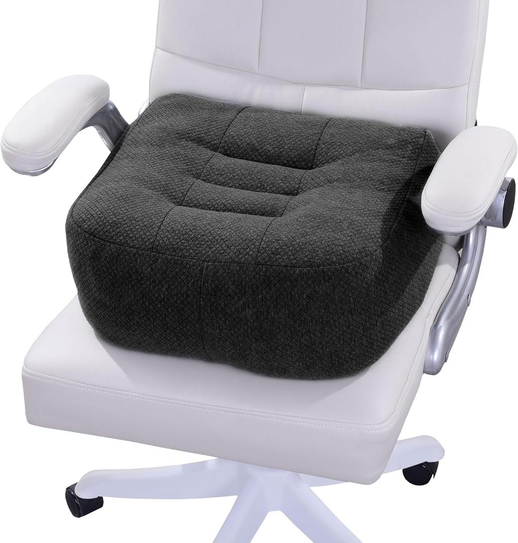 HOMBYS Extra Thick Chair Cushions for Office,5 in Breathable Adult Booster Seat for Car,Car Seat Cushion to Raise Seat Height,Shredded Memory Foam Desk Chair Cushion for Long Sitting,Black (16"x16"x5")