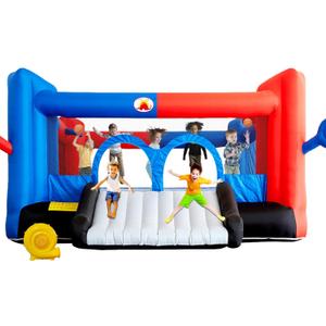 Inflatable Bounce House with Slide, 15.3ft x 14.7ft, Jumping Castle with Blower, Dartboard, Dual Basketball Hoop, Dual Kicking Boards, Jumping Area for 6 Kids