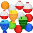 Bencailor 13 Pcs Fishing Hanging Paper Lanterns Fishing Birthday Decorations Fish Shaped Lanterns Bobber Round Paper Lanterns for Fishermen Theme Pool Party Decoration Supplies, 12 Inches, 8 Inches