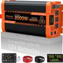 2000 Watt Inverter, Pure Sine Wave Inverter 12V to 110V, Power Inverters for Vehicles, Car, Solar, RV, Truck, Surge 4000W Inverter with 3AC Outlet, 2USB Port, Remote, Intelligent LCD, Hardwire Port (Matte Orange)