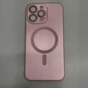Magnetic for iPhone 15 Pro Max Phone Case for Women, Matte Luxury Soft Metallic Luster Design with Camera Lens Protector, Compatible with Magsafe Case for iPhone 15 Pro Max 6.7"-Pink