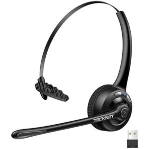 TECKNET Wireless Headset, Bluetooth Headphones with Noise Cancelling Microphone for Trucker, Hand Free Wireless Headset with Mute Mic