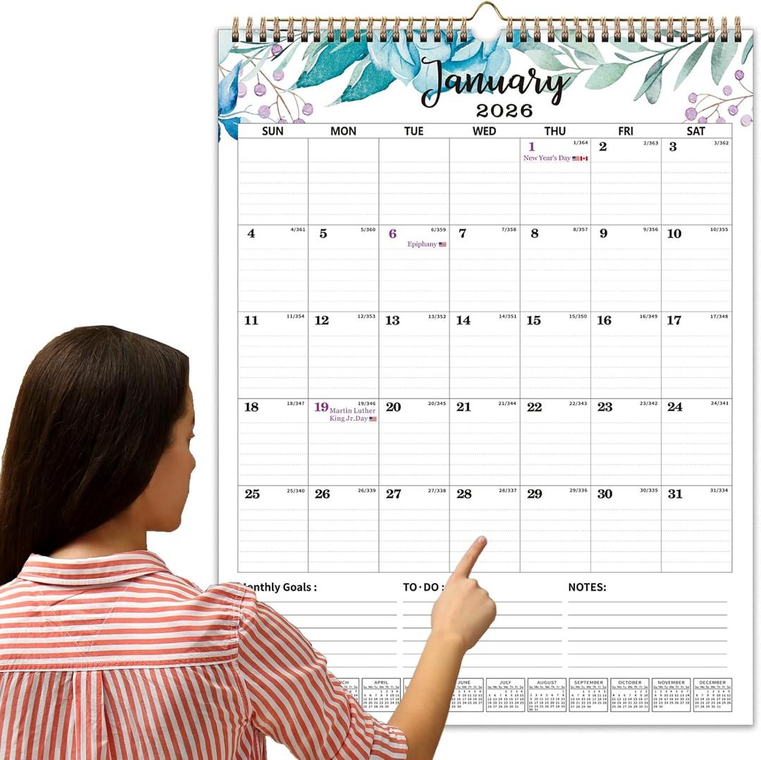 2026-2027 Wall Calendar Extra Large 22"x17", 2026 Wall Calendar 18 Month from January 2026 to June 2027, Hanging Wall Calendars 2026-2027 with Twin-Wire Binding for Home Office Planning Organizing