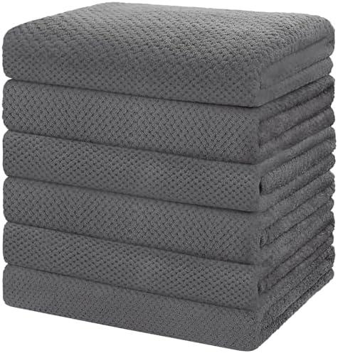 HOMEXCEL Pack of 6 Bath Towel Set, (24 x 48 Inches) Microfiber Ultra Soft Highly Absorbent Bath Towels, Lightweight and Quick Drying Towels for Hotel, Bathroom, Spa and Beauty Parlor, Grey