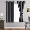 Blackout Curtains with Tiebacks - Thermal Insulated, Light Blocking and Noise Reducing Grommet Curtain Drapes for Bedroom and Living Room, Curtains Size 46x42 Inch