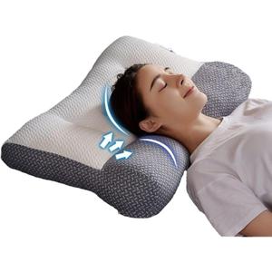 Ergonomic Pillow for Neck and Shoulder Pain, Neck Pillow Orthopedic Correction Repair Traction Contour Pillow Side Sleeper Pillow, Cervical Spine Assist Sleep Bed Pillow (Grey)