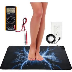 Grounding Mat For Feet - With Multimeter for Monitoring Body Voltage Drop - Boost Blood Circulation, Inflammation Relief, Improved Overall Health - Earthing Mat for Office Desk or Feet