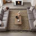 8x10 feet Jute & Black Wool Area Rug Handwoven Mini Check Natural Fiber Rug with 4" Border, Neutral Boho Farmhouse Rug for Living Room,Dining Room,Bedroom | 0.6" Pile (8' x 10')