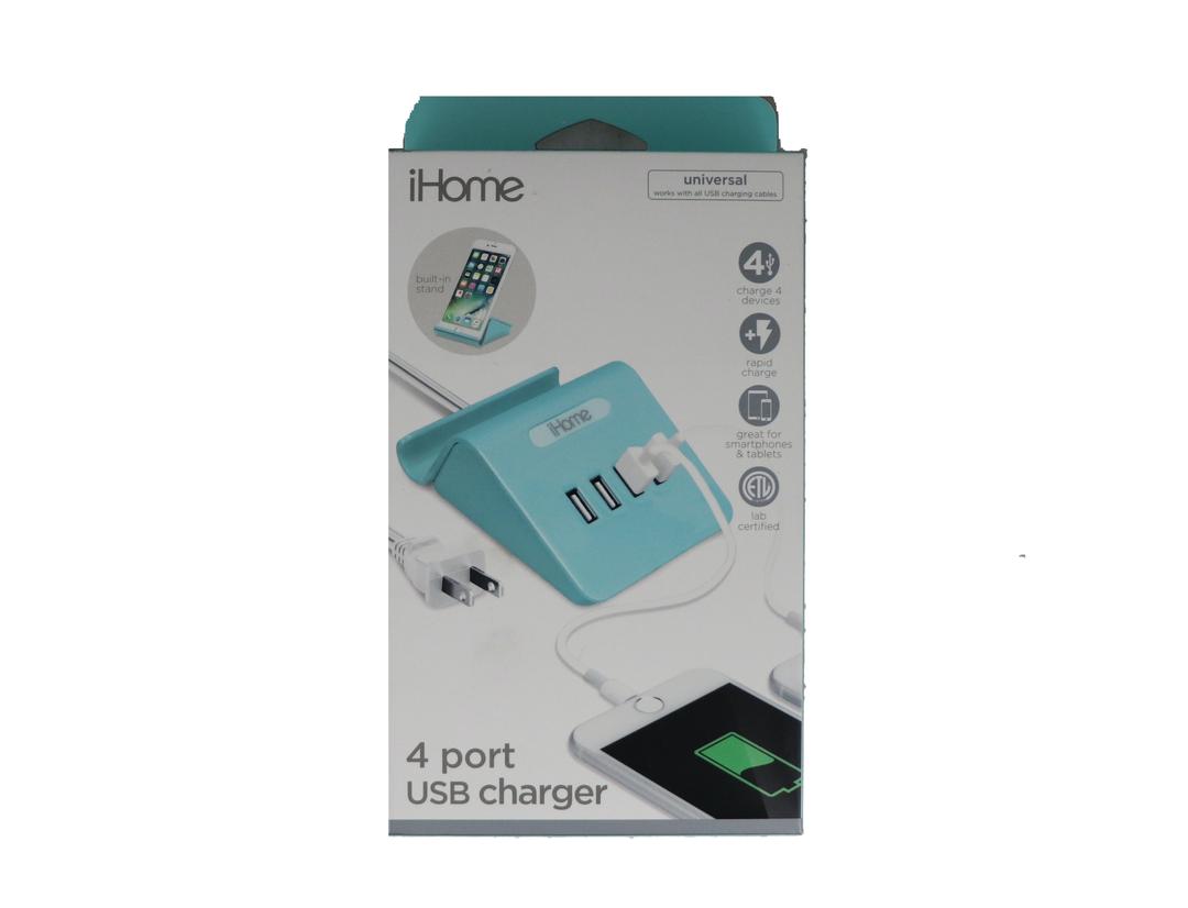 iHome Universal 4 Port USB Charger + Stand NIB Rapid Charge Black