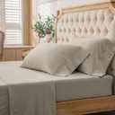PURE ERA Jersey Knit 4pc Bed Sheet Set 100% T-Shirt Heather Cotton Super Soft Comfy Breathable Fits Mattress Up to 20" Extra Deep Pocket (Dark Beige,King)