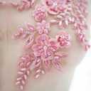 2Pcs Embroidered Beads 3D Flower Applique Lace Fabric Collar Patches Sew Patch Wedding Bridal Gown Clothes Dress Decor DIY Crafts (Pink)