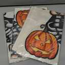 3 x Halloween Trick or Treat Garden Flag Ghost Dog 12x18 Inch Small Double Sided Burlap Welcome Yard Dachshund Skeleton Outside Decorations DF342