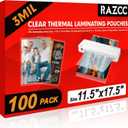 Laminating Sheets, 100 Pack Clear Thermal Laminating Plastic Paper Hold 11 x 17 Inch Sheet, 3 Mil Lamination Sheet Paper for Laminator, Round Corner