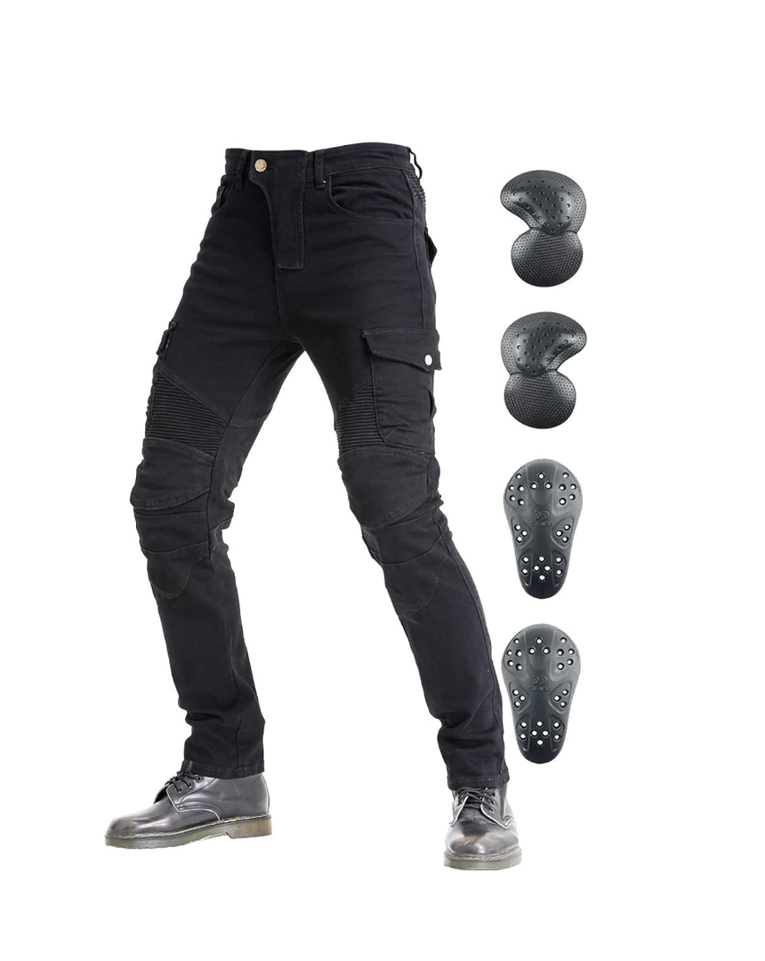 Motorcycle Pants, Versatile Durable Motorcycle Jeans for Men & Women Riding Pants Trousers with Kenn & Hip Armor Pads Size XL/34