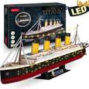 CubicFun 3D Puzzles for Adults - LED Titanic 35'' Large Ship - New Home Desk Decor - House Warming, Wedding, Anniversary, Valentines Day Gifts for Him Her Teacher Long Distance Relationship Gifts