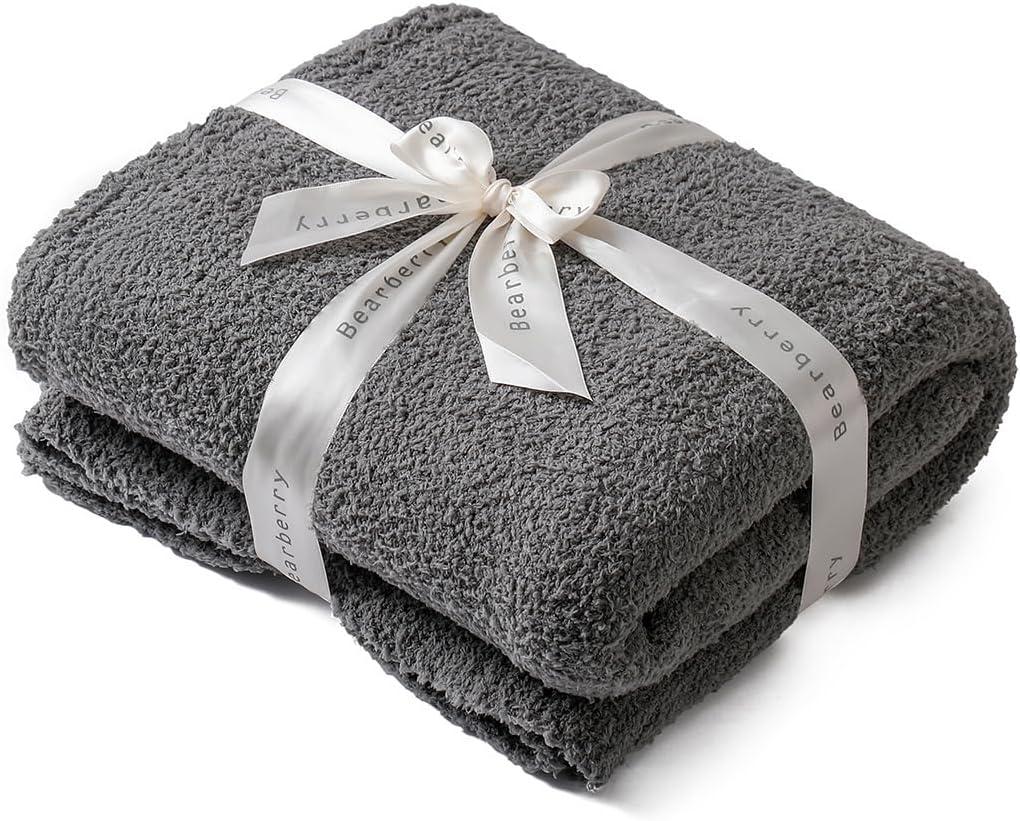 bearberry Super Soft Fluffy Throw Blanket Lightweight Cozy Warm Throw Blankets for Couch Bed Sofa All Season (Dark Grey, 50x60)