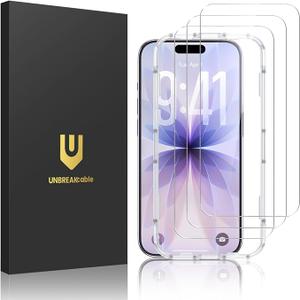 UNBREAKcable 3-Pack Screen Protector for iPhone 17 Pro, Double Shatterproof Tempered Glass [Easy Installation Frame] [9H Hardness] [99.99% HD Clear] [Case Friendly] for iPhone 6.3 inch