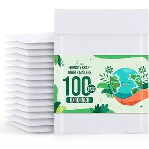 Fuxury Bubble Mailer 6x10" 100 Pack White Bubble Mailers Usable Size 6x9" Self Seal Padded Mailing Envelopes Opaque Bubble Padded Mailer for Small Business Mailing Jewelry Makeup Small Items