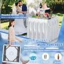 Haddockway Two-Tier Ice Cooler Table, Square Ice Tables for Parties with Drain, Removable Matching Skirt & Rounded Tray, Folding Outdoor Cooler Table for Picnic, Camping, Fishing, Wedding