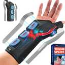 FEATOL Carpal Tunnel Wrist Brace Night Support, Thumb Spica Splint Right Hand for De Quervains Tenosynovitis, Tendonitis, Thumb Brace for Women Men, Black Blue, Small/Medium