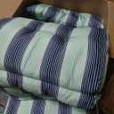 Barydat 4 Pcs Tufted High Back Chair Cushion Indoor Outdoor Seat and Back Cushions Palm Leaves Tropical Plants Lawn Rocking Chair Pads with Ties for Adirondack Patio Garden(Blue Stripes)