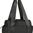 Mini Gym Bag for Women, Small Duffle Tote Bag with Wet Compartment, Lightweight Cute Gym Bag for Girls Weekender Yoga Workout Work, Black