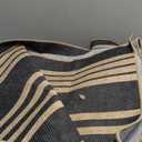 Garvee Large Easy Jute Living Room Rugs 8x10 Rug, Non Slip Foldable Striped Printed Floor Mats, Machine Washable Indoor Outdoor Carpet for Bedroom, Garden, Black and Brown