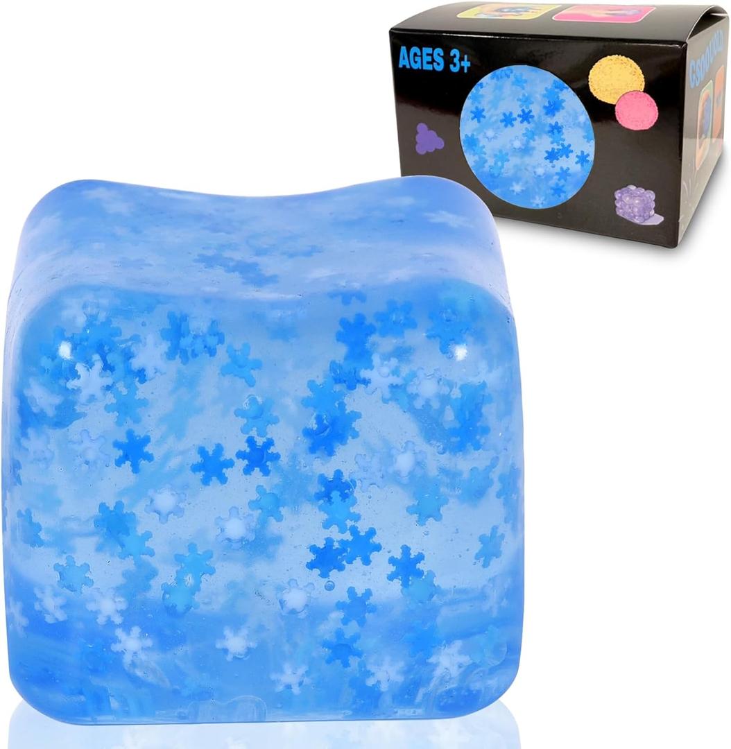 Squishy Ice Cube Fidget Toy, Sugar Ball Stress Cube for Kids Adults, Soft Squishies Stress Relief Sensory Toy for Autism, Classroom Prize Toy Party Favor