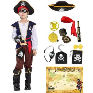 Halloween Costumes for Kids Pirate Costume with Accessories for Boys Role Play Dress Up Themed Party, Size 110