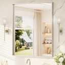 TETOTE Brushed Nickel Mirror 30" x 36" Bathroom Vanity Mirror for Over Sink Brushed Nickel, Tempered Glass, Modern Farmhouse Rectangle Frame Wall Mirrors for Bathroom, Bedroom, Entryway, Living Room