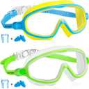 Seago Swim Goggles 2 Pack Anti-Fog Anti-UV Wide View Swimming Goggles for Kids 3-15