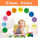 Hebayy 250 PCS EVA Place Value Disks, 10 Values Counting Chips Color-Coded Soft Place Value Chips Decimals to Whole Numbers Counting Chips Early Math Learning for Elementary School