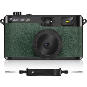 Maxmango D53 Vintage Digital Camera - Retro Digital Camera 12MP Screenless Vintage Camera Disposable Camera Replacement Includes 8GB SD Card Green