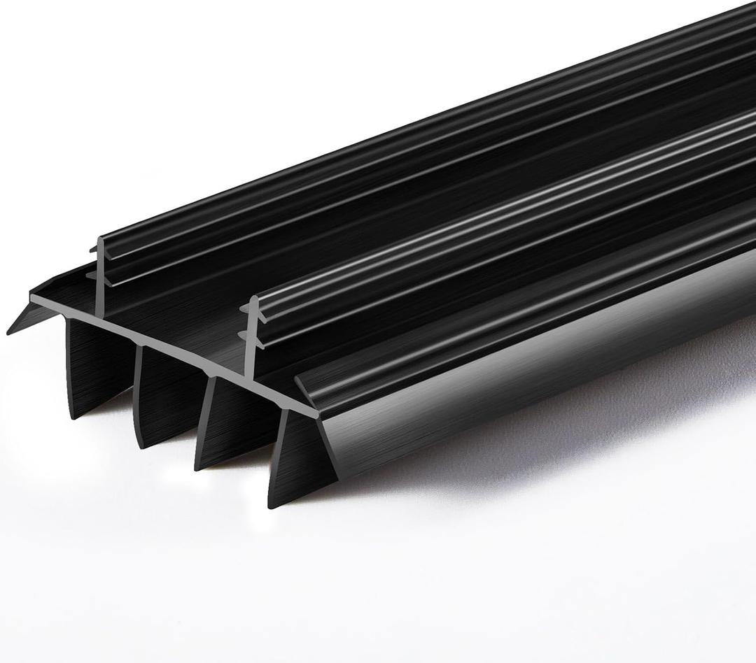 Pushglossy 1 Pcs Replacement Door Bottom with Vinyl Fins 36" Long 1 3/4" Wide Threshold Seal Bottom of Door Weatherstrip Kerf Weather Stripping for 7/8" Between Barbs (Black)