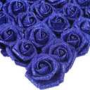 IPOPU Foam Roses, 25pcs Royal Blue Roses Glitter Flowers Artificial Rose with Stem for DIY Wedding Bridal Bouquet Home Party Decoration(Royal Blue)