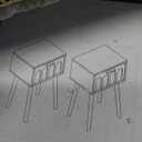 LAATOOREE Nightstand Set of 2, Small Bed Side Table with Arch Door, MidCentury End Table with Wood Legs for Bedroom, Small Space (Black)